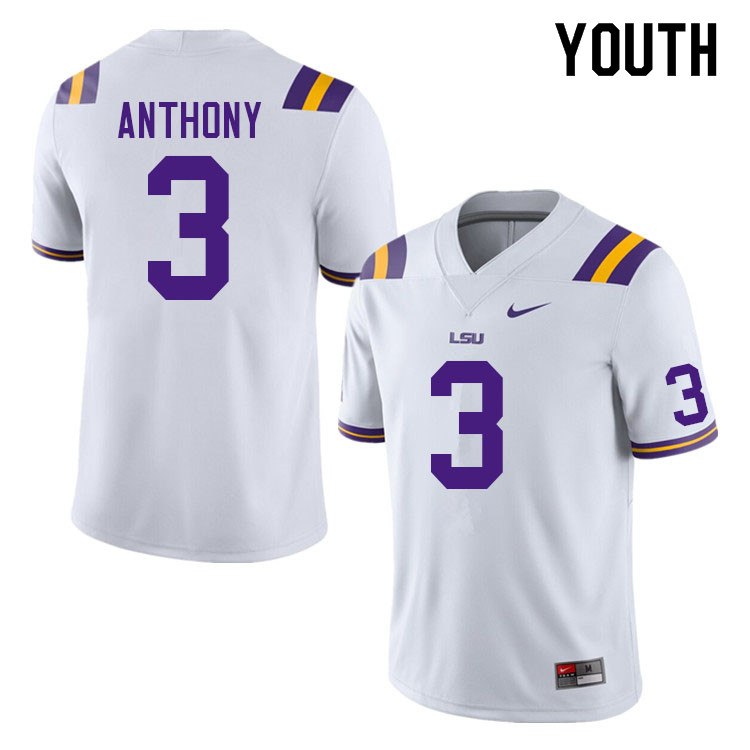 Youth #3 Andre Anthony LSU Tigers College Football Jerseys Sale-White